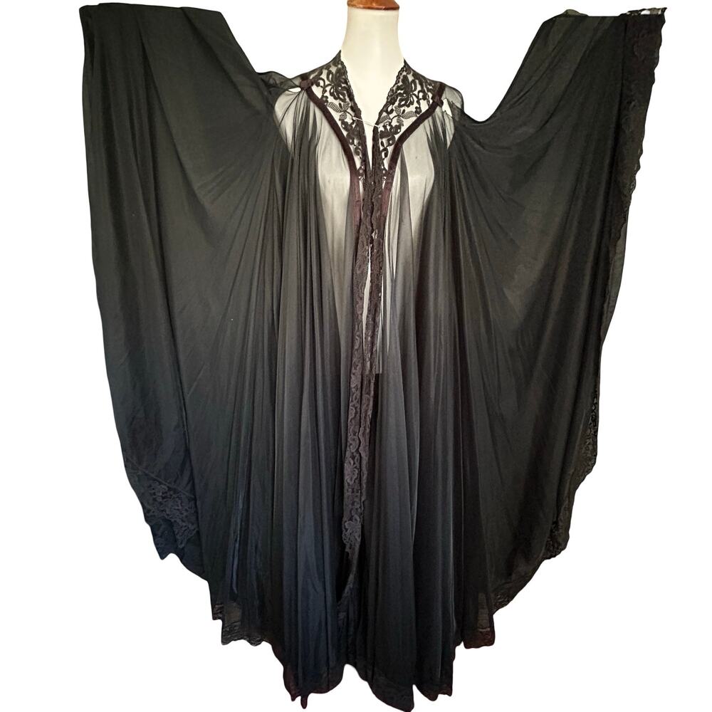 Archival 1950s Floor-Length Hostess Duster Open-Front Cape Gown